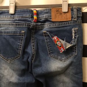 Play Me bead embellished cropped jeans. Size 25